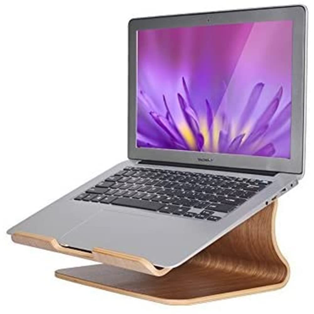SAMDI Laptop Stand Wood, Wooden Cooling Computer Holder, Notebooks Desktop Mount for MacBook Air, Pro 13 15, iPad Pro 12.9, Dell XPS, Surface, Chromebook 11 to 17 (Walnut)