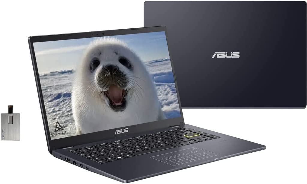 Asus 2022 14 HD Laptop, Intel Celeron N4020 Processor, 4GB RAM, 64GB eMMC Flash Memory, Graphics 500, Webcam, Stereo Speakers,
