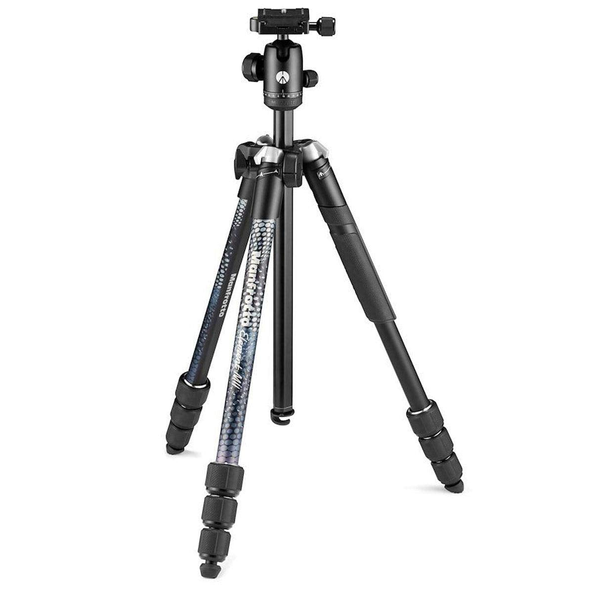 Manfrotto Element Mii Mkelmii4Bk Bh, Lightweight Aluminium Travel Camera Tripod, With Carry Bag, Arca Compatible Ball Head, 4 Section Legs, Twist Locks, Load Up 8Kg, For Mirrorless, Dslr,Black