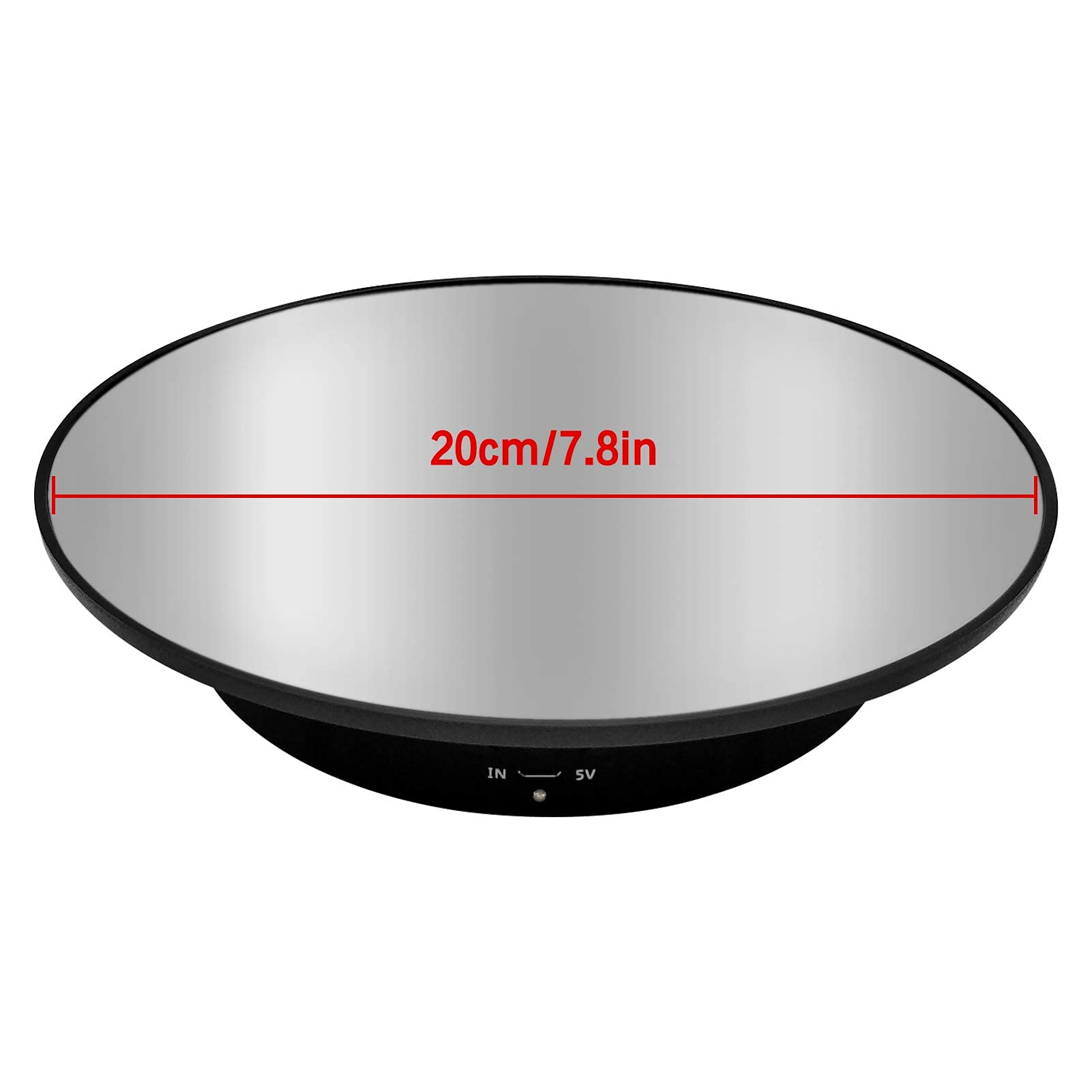Zlmondee Motorized Rotating Display Stand, 7.87Inch /17.6Lb Load,Mirror Covered 360 Degree Turntable Display Stand For Photograp