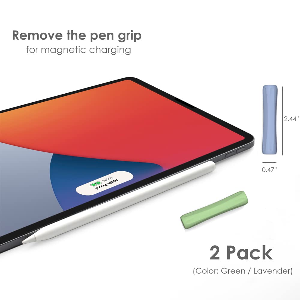 Proelife 2 Pack Ergonomics Grip Holder Anti Rolling Protective Sleeve Cover For Apple Pencil 2Nd & 1St Gen 2022 2018 Ipad Pro 12