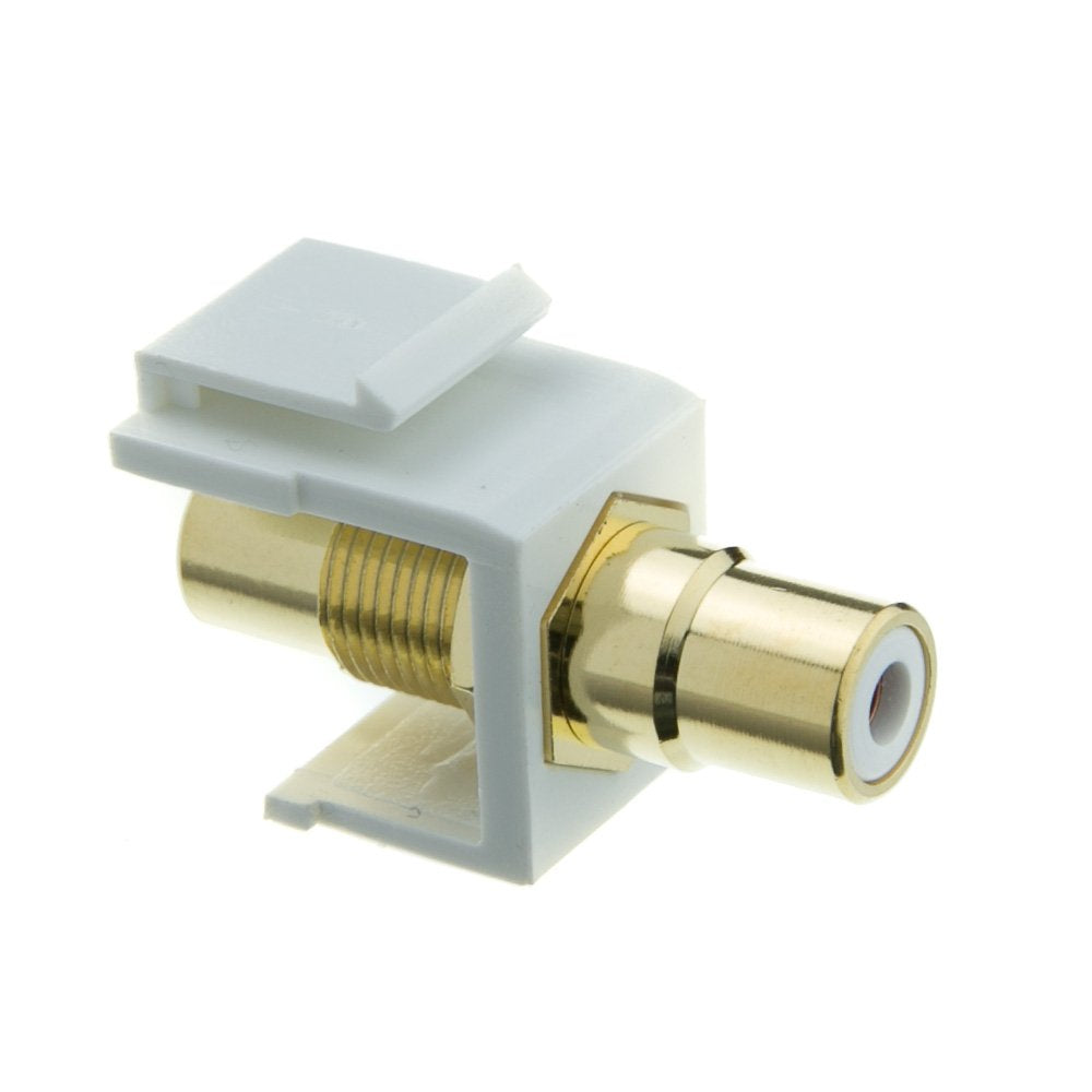 Cablewholesale Gold Plated Rca Female To Rca Female, White Rca Coupler Adapter With White Keystone Insert, White Rca Jack Connec