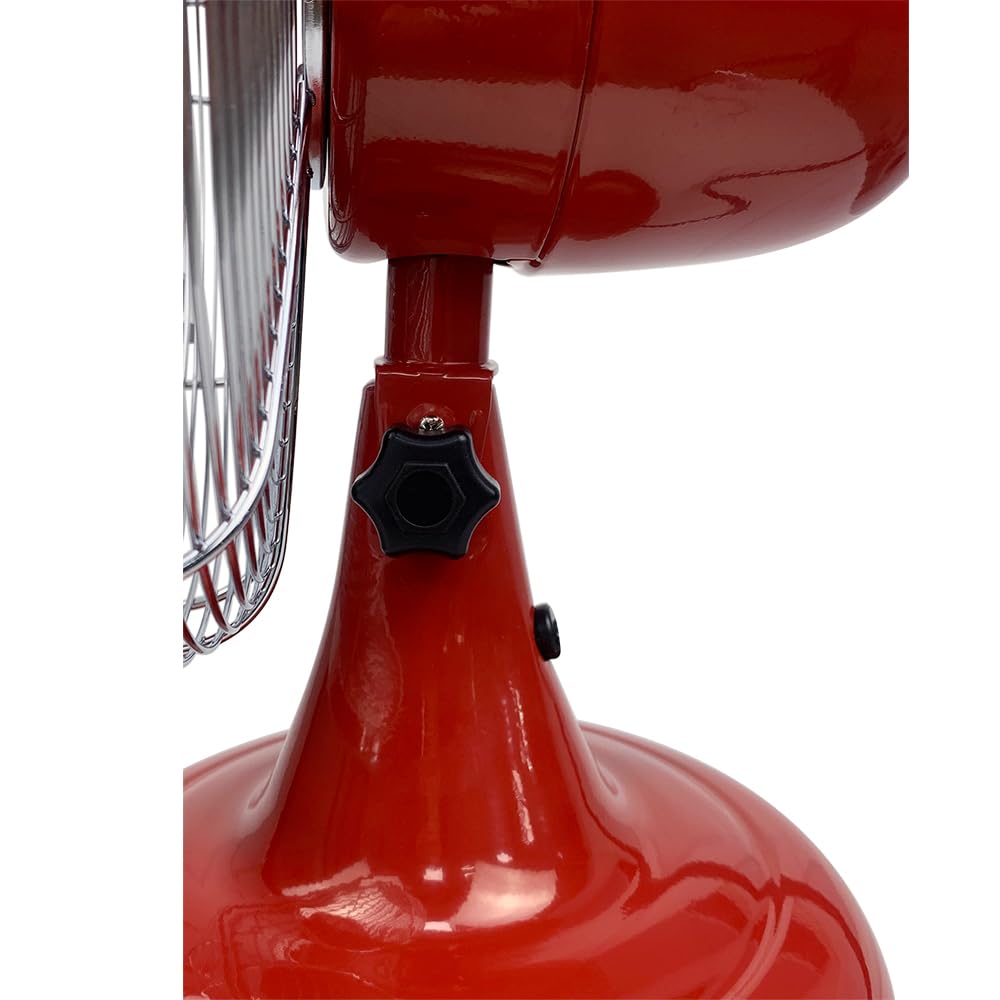 Good Housekeeping All Metal (92611) Oscillating 12'' Retro Desk Office Table Fan (Crimson Red)