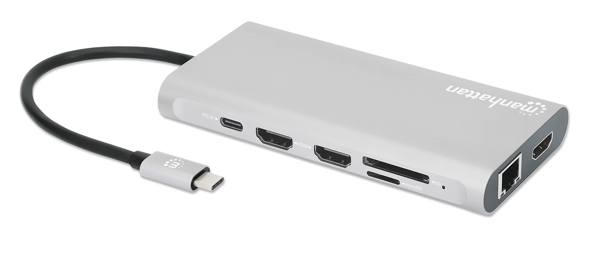 Manhattan Usb-C Pd 12-In-1 Docking Station With Mst For Three Hdmi Monitors