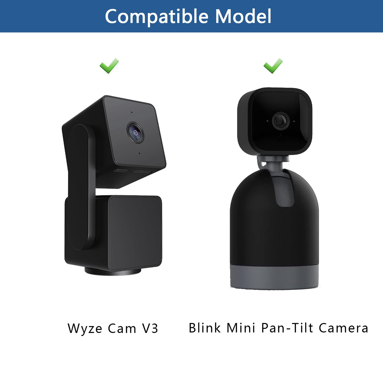 Oyocam 2 Pack Wall Mount Compatible With Wyze Cam Pan V3/Wyze Cam V3 Blink Mini Pan Tilt Camera Black, 360 Degree Swivel Adjusta