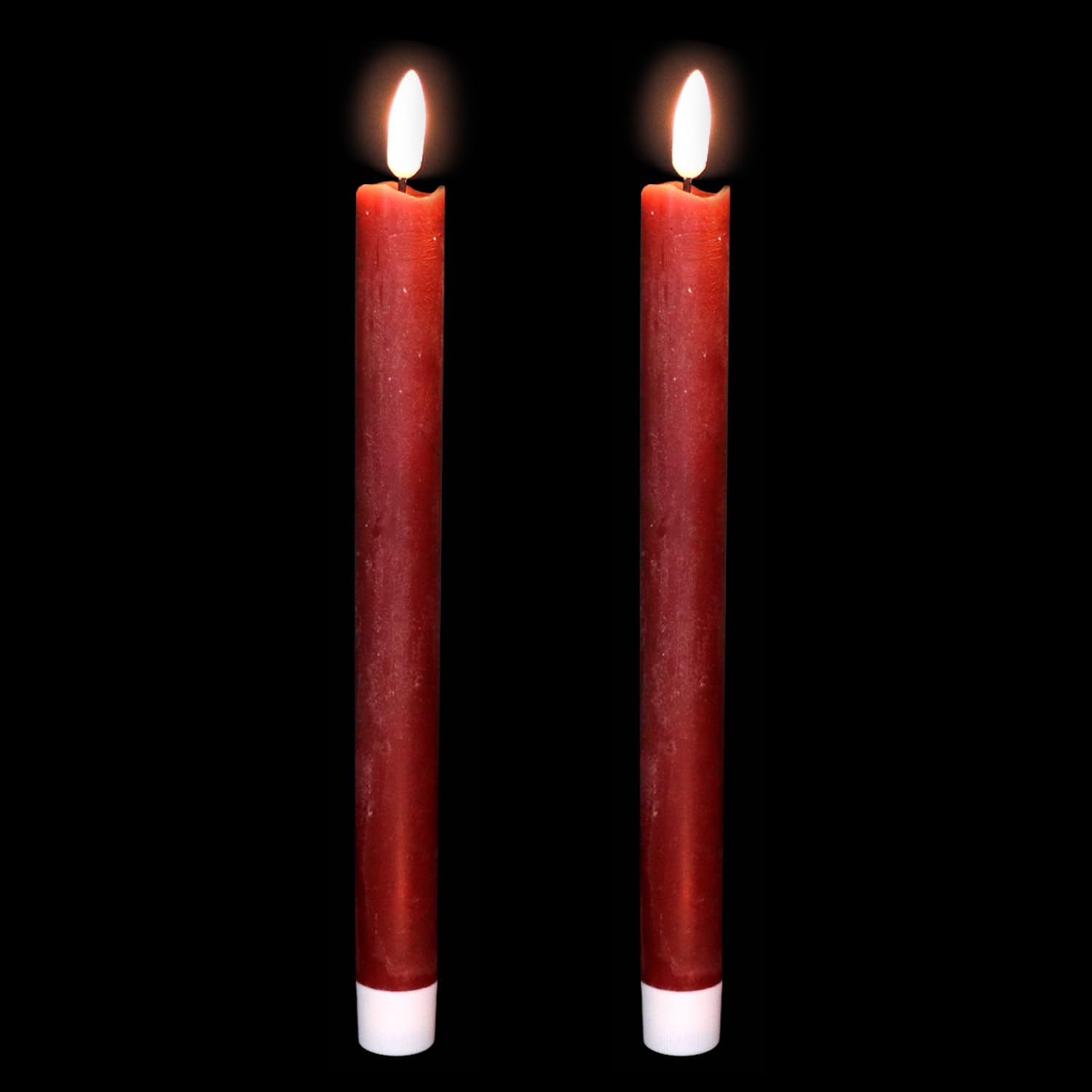Wondise Flameless Taper Candles With Timer, 2 Pack Battery Operated Flameless Flickering Candles Real Wax Burgundy Led Candle Fo