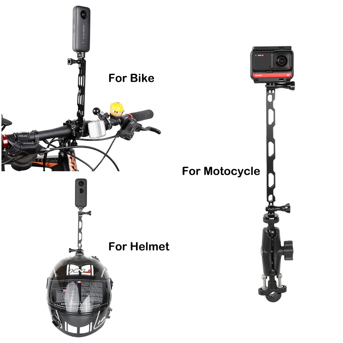 Pellking (12 Pcs) Aluminum Alloy Extension Arm Kit For For Insta360 One X3,X2,X,Metal Bike Mount Helmet Sticker Extension Arm Mo