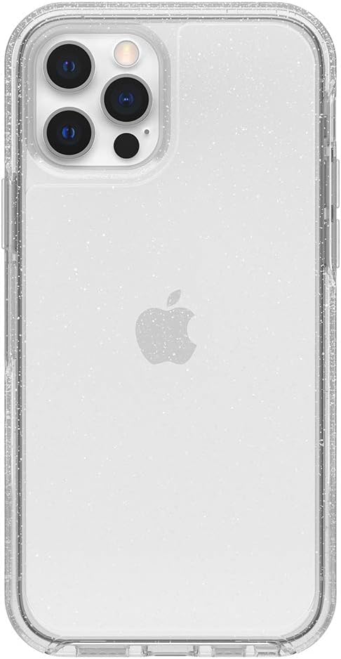 Otterbox Iphone 12 & Iphone 12 Pro Symmetry Series Case   Stardust (Silver Flake/Clear), Ultra Sleek, Wireless Charging Compatib