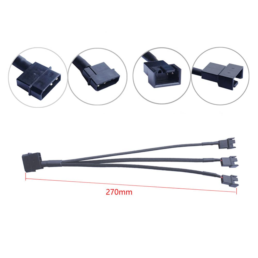 Yikaien 4 Pin Molex To 4 Pin Pmw Pc Case Fan Power Adapter Cable, 3 Pin / 4 Pin To Molex Computer Cooler Cooling Fan Splitter Po