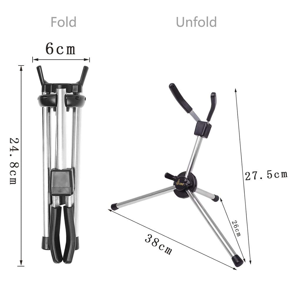 Mowind Foldable Alto Saxophone Stand Stainless Steel Sax Stand Holder Portable Saxophone Bracket Adjustable Stand With Leather B