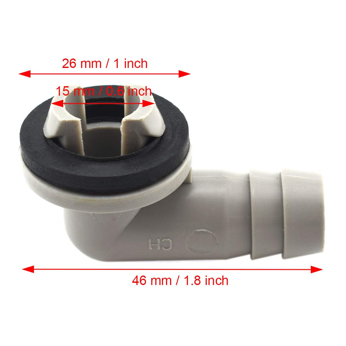 Sdtc Tech Air Conditioner Ac Drain Hose Elbow Connector Fitting Condensate Draining Adapter Part With Rubber Ring, 3/5 Inch(15Mm