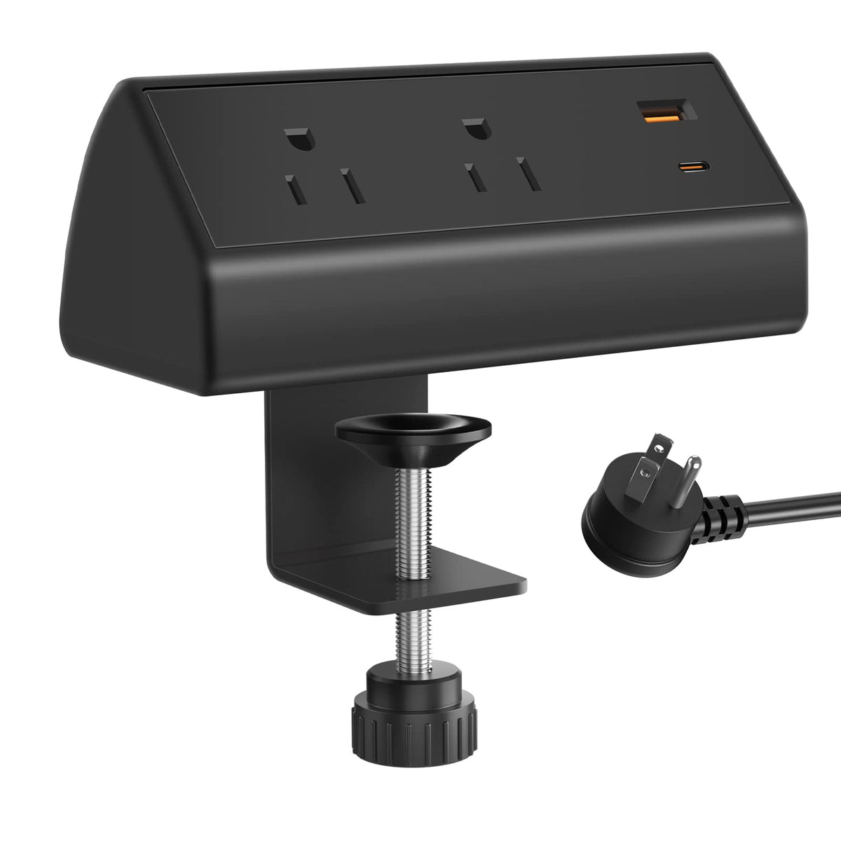 Cccei 45W Usb C Desk Clamp Power Strip, Desktop Mount Outlet With Surge Protector, Table Top Mounted Widely Spaced Plug, Fast Ch