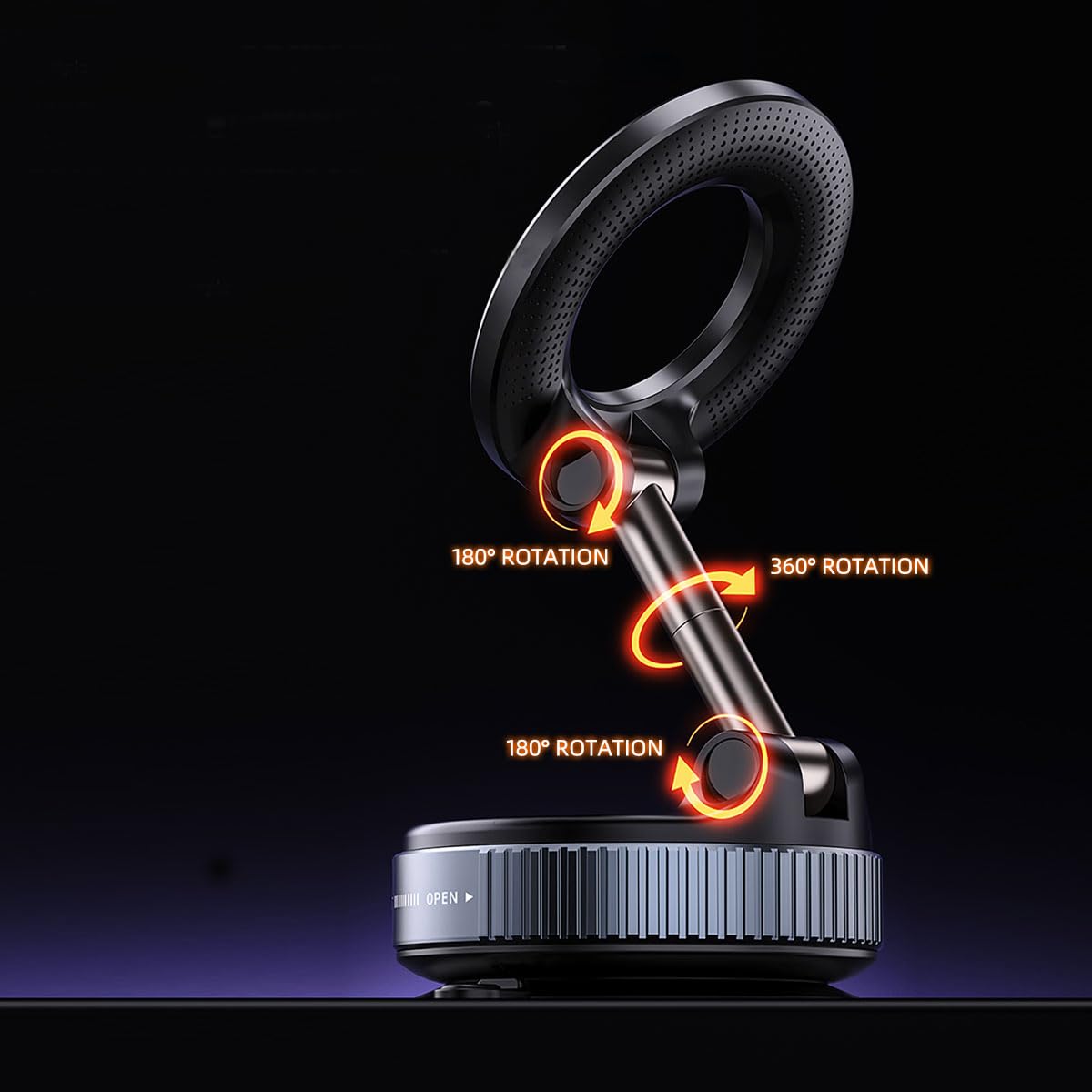 Zcchesong Upgraded Dual Axis Vacuum Magnetic Car Phone Holder For Magsafe Car Mount, 360 Rotating Hands-Free Suction Cup Phone M