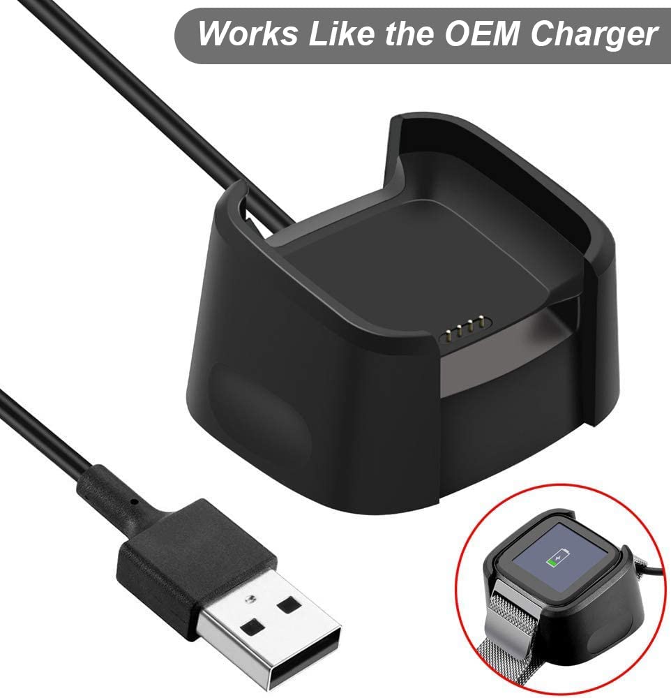 Charger For Fitbit Versa (Not For Versa 2/3), Replacement Usb Charging Dock Cable Cord For Fitbit Smart Watch (3.3Ft/1M)