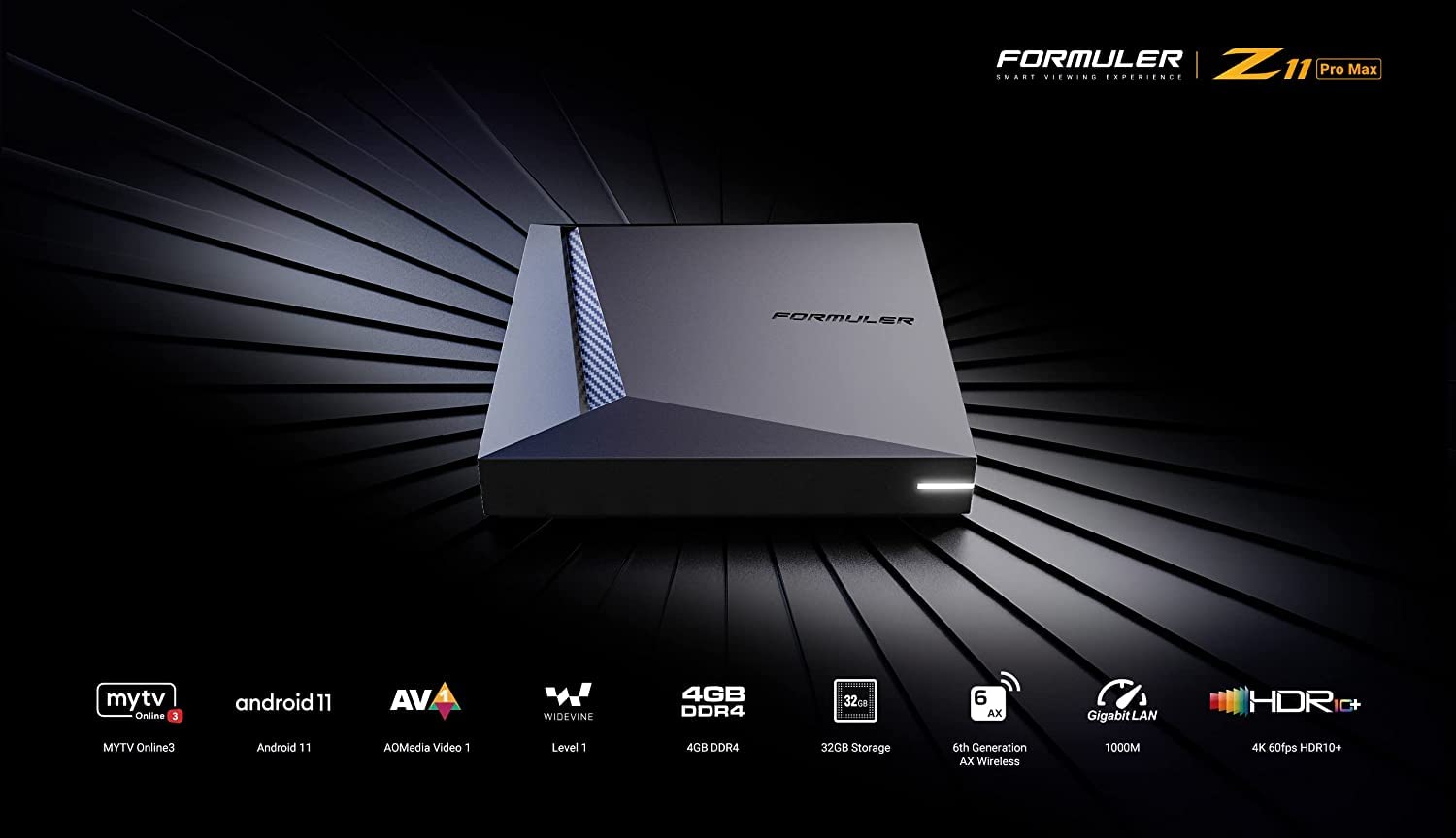 Formuler Z11 Pro Max Android 11 Wireless Ax 2X2 Gigabit Lan 4Gb Ram 32Gb Rom 4K + Extra Magnetic Car Mount + Extra 3 In 1 Charge