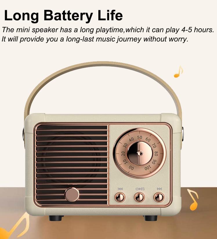 Baolira Retro Bluetooth Speaker Wireless Mini Speaker,Bluetooth Speaker With Crystal Clear Stereo Sound Rich Bass,Portable Bluetooth Speaker For Iphone,Android Devices And Tablet (Beige)