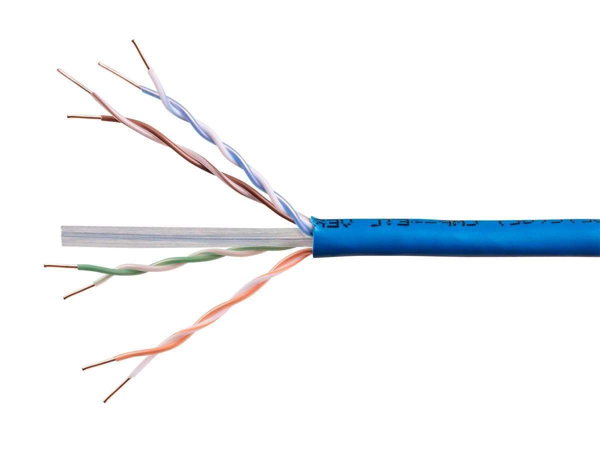Monoprice Cat6A Ethernet Bulk Cable - Solid, 550Mhz, UTP, CMP, Plenum, Pure Bare Copper Wire, 10G, 23AWG, 1000 Feet , Blue - Ent