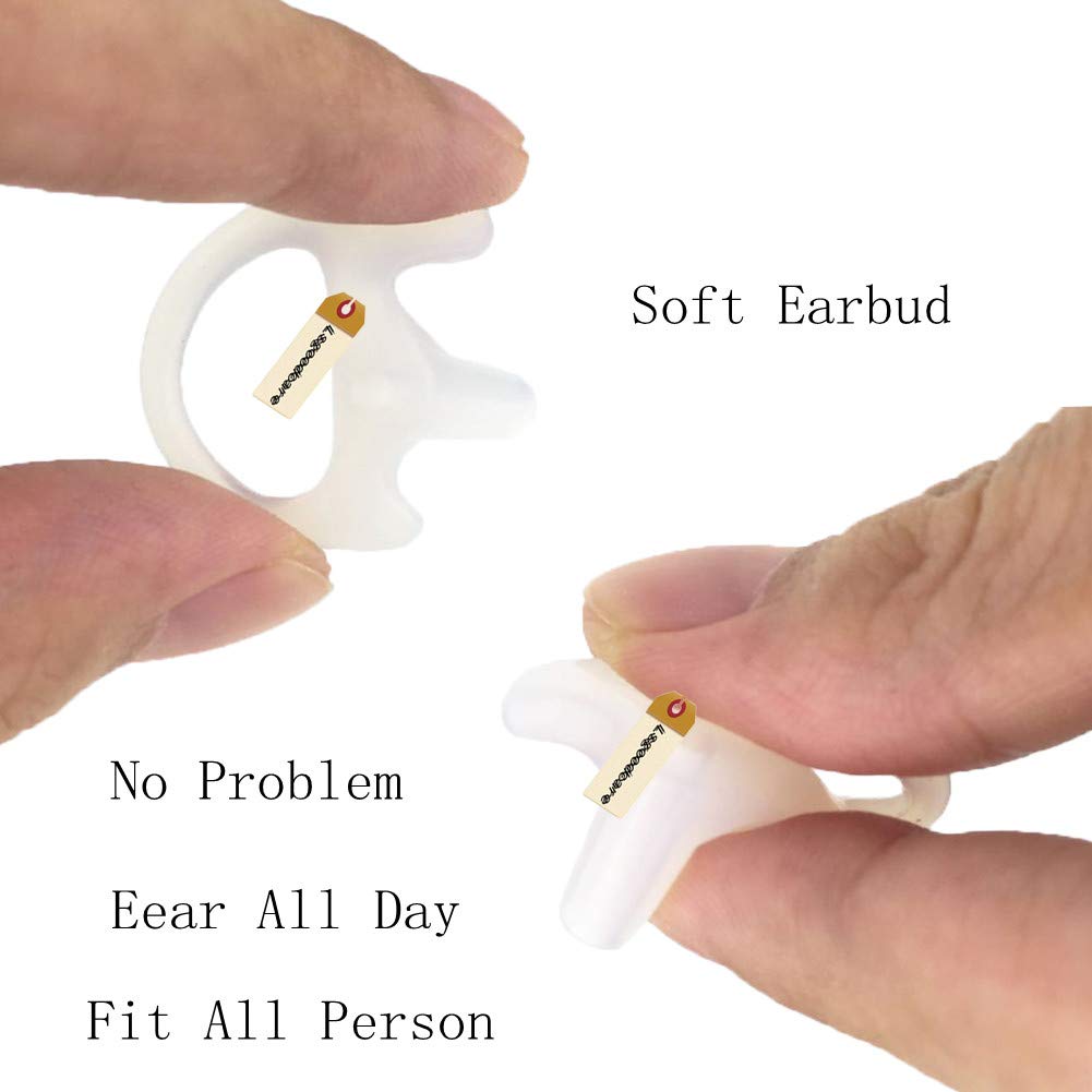 Lsgoodcare 20Pcs Replacement Earmold Earbud (Left And Right Ear) For Two Way Radio Acoustic Coil Tube Earpiece, Walkie Talkie Earmould Ear Buds White Medium, Soft Silicone Ear Pieces
