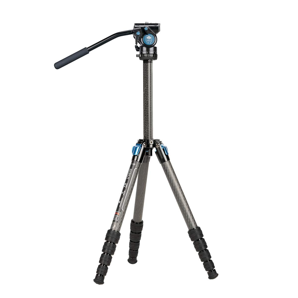 Sirui St 125+Va 5 Carbon Fiber Tripod With Fluid Video Head, Triangular Centre Column, Waterproof, Travel Tripod For Cameras, 4