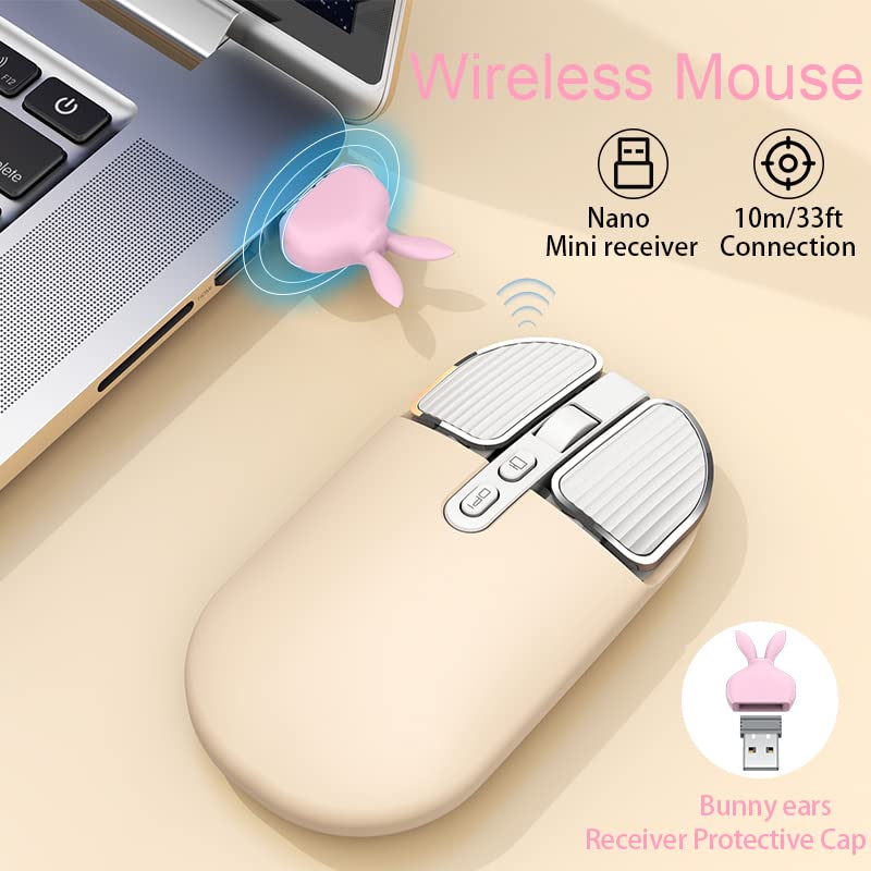 Jieruideng 2.4G Wireless Rechargeable Mouse With Usb Receiver,One Click Return To Desk,Mute Button,Power Saving, 2400Dpi Optical