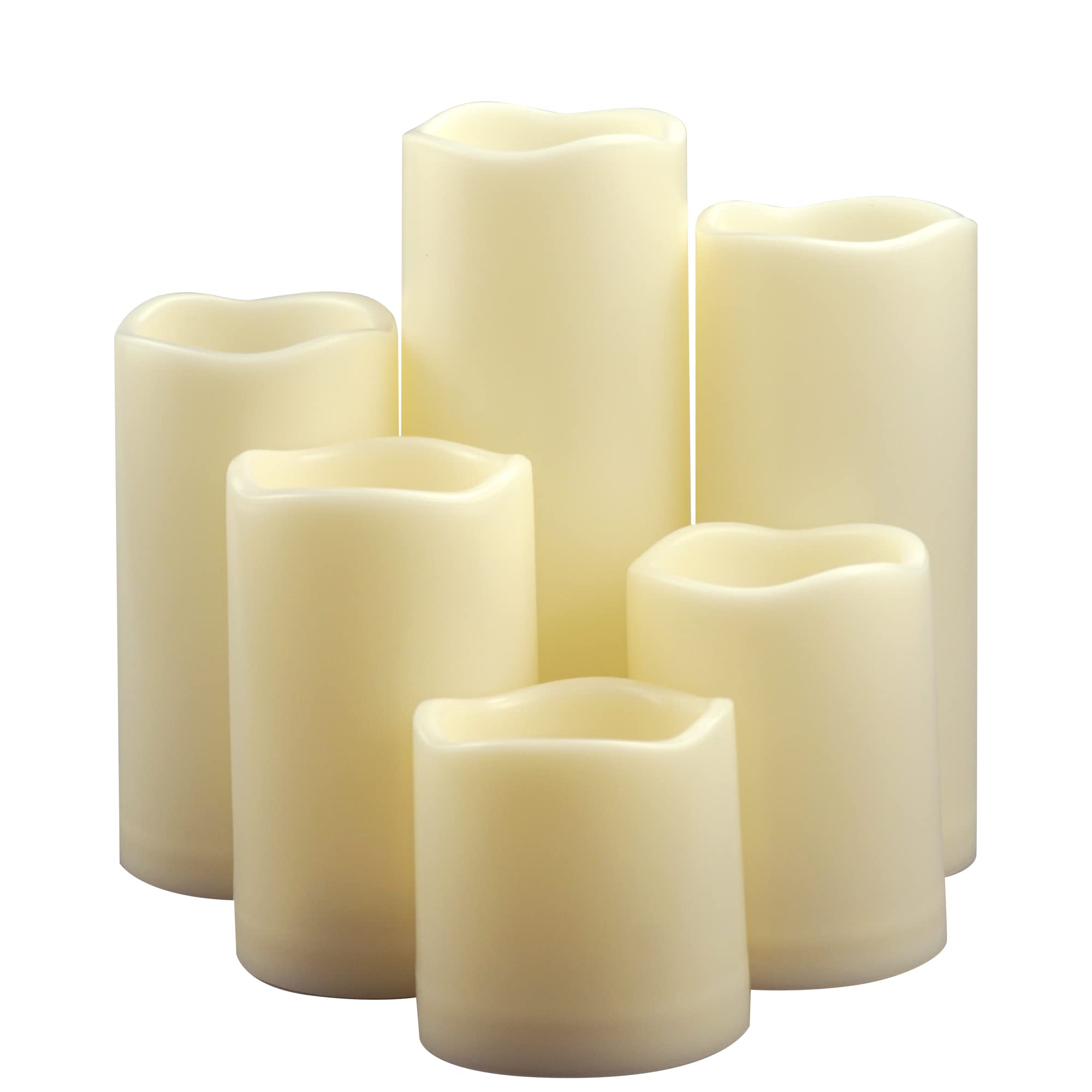 Candle Choice Waterproof Outdoor Battery Operated Flameless Pillar Candles With Timer White Plastic Realistic Flickering Electri