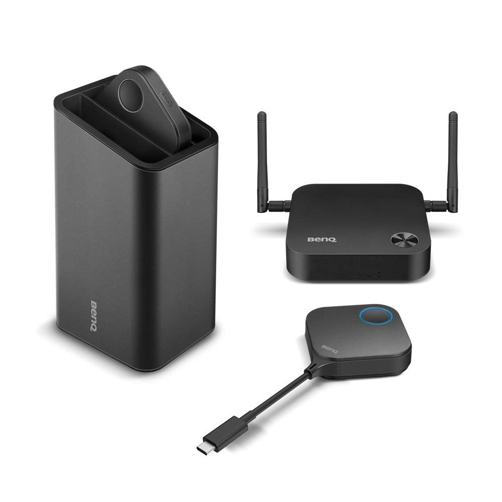 BenQ InstaShow WDC10C Wireless Presentation Screen Mirroring for Meeting Rooms, Enterprise-Grade Security encryption, Includes 2 USB-C transmitters (up to 16)& Holder, 33ft Range, 60fps, no app Needed