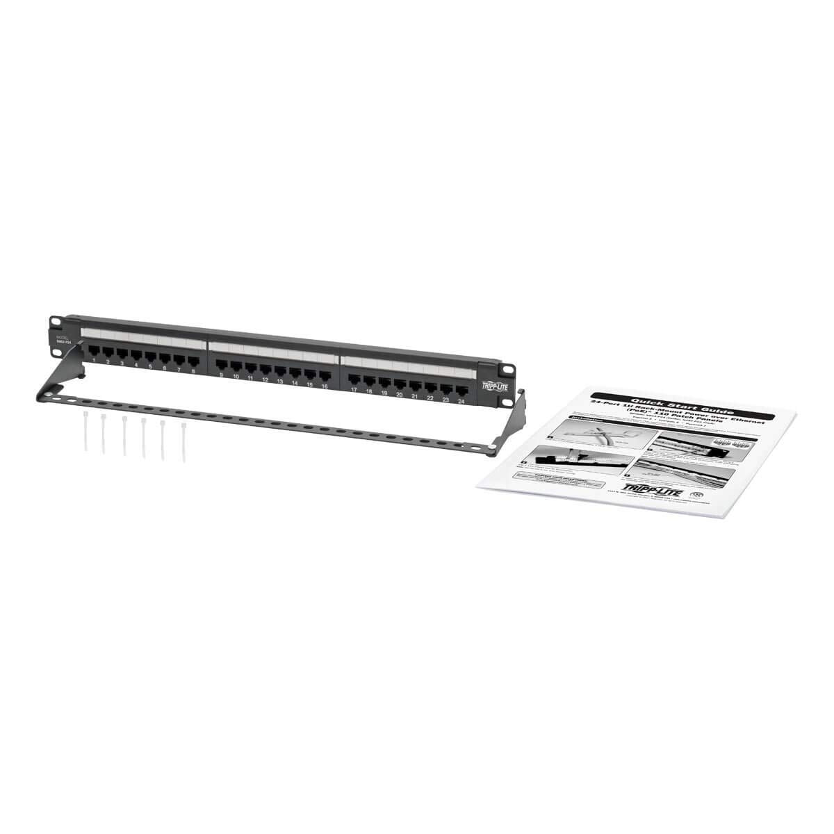 Tripp Lite Cat5 / Cat5E Poe+ Compliant Patch Panel 24-Port 110/Krone 568A/B Rj45 1Urm Rackmount Taa (N052-P24)