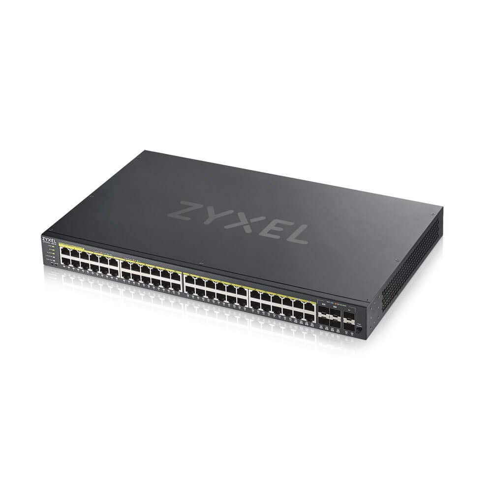 Zyxel 48 Port Gigabit Ethernet High Powered Poe 375W Nebulaflex Smart Managed Switch  4X Rj 45Sfp Ports  802.3At 802.3Af  Metal