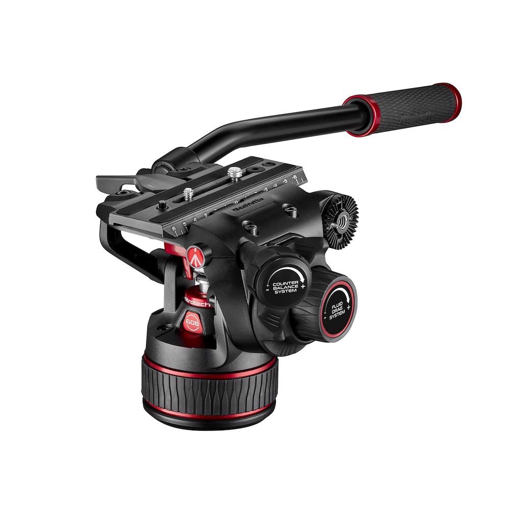 Manfrotto Nitrotech Fluid Video Head for DSLR, Mirrorless, Video and Cinema Cameras - Continuous Counterbalance System 0-17.6lbs
