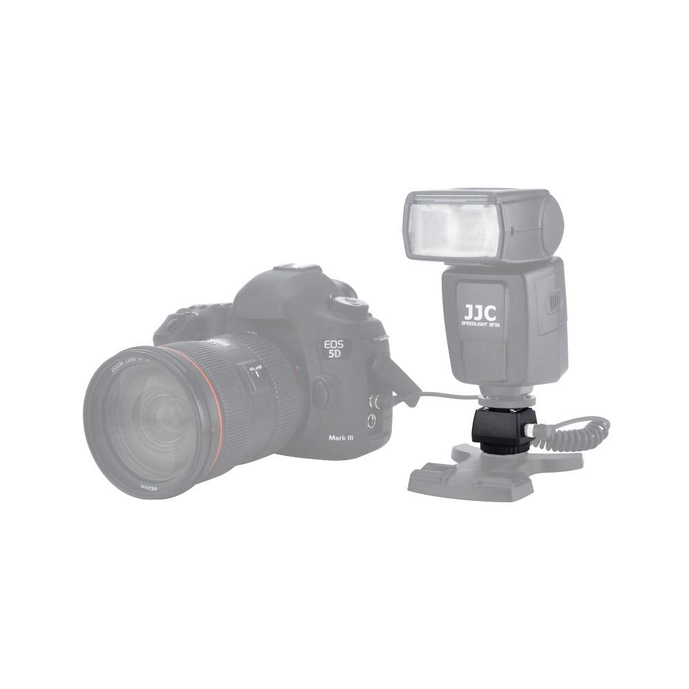 Jjc Standard Hot Shoe Adapter With Extra Pc Sync Connection Port & 3.5Mm Mini Phone Connection Port For Connecting Cameras To Ad