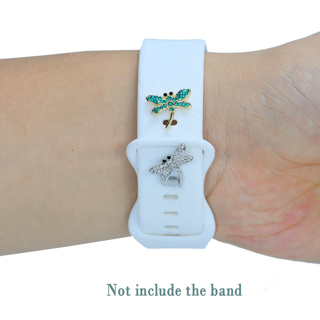 Sunoreek Green Dragonfly Silver Watch Band Charms For Apple , Gold Watch Band Charms For Women, Cute Cartoon Decorative Rings Lo