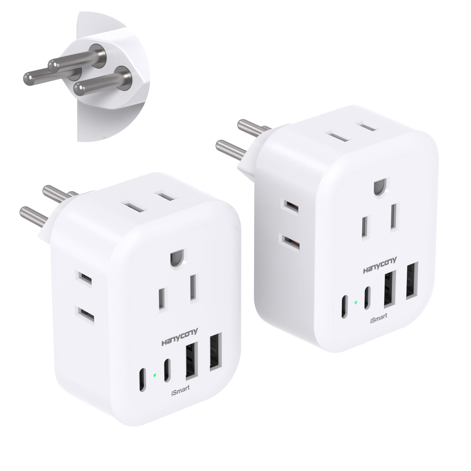 2 Pack Switzerland Travel Plug Adapter, Type J Power Adapter With 4 Outlets 4 Usb Ports (2 Usb C), Swiss Plug Adapter For Us To