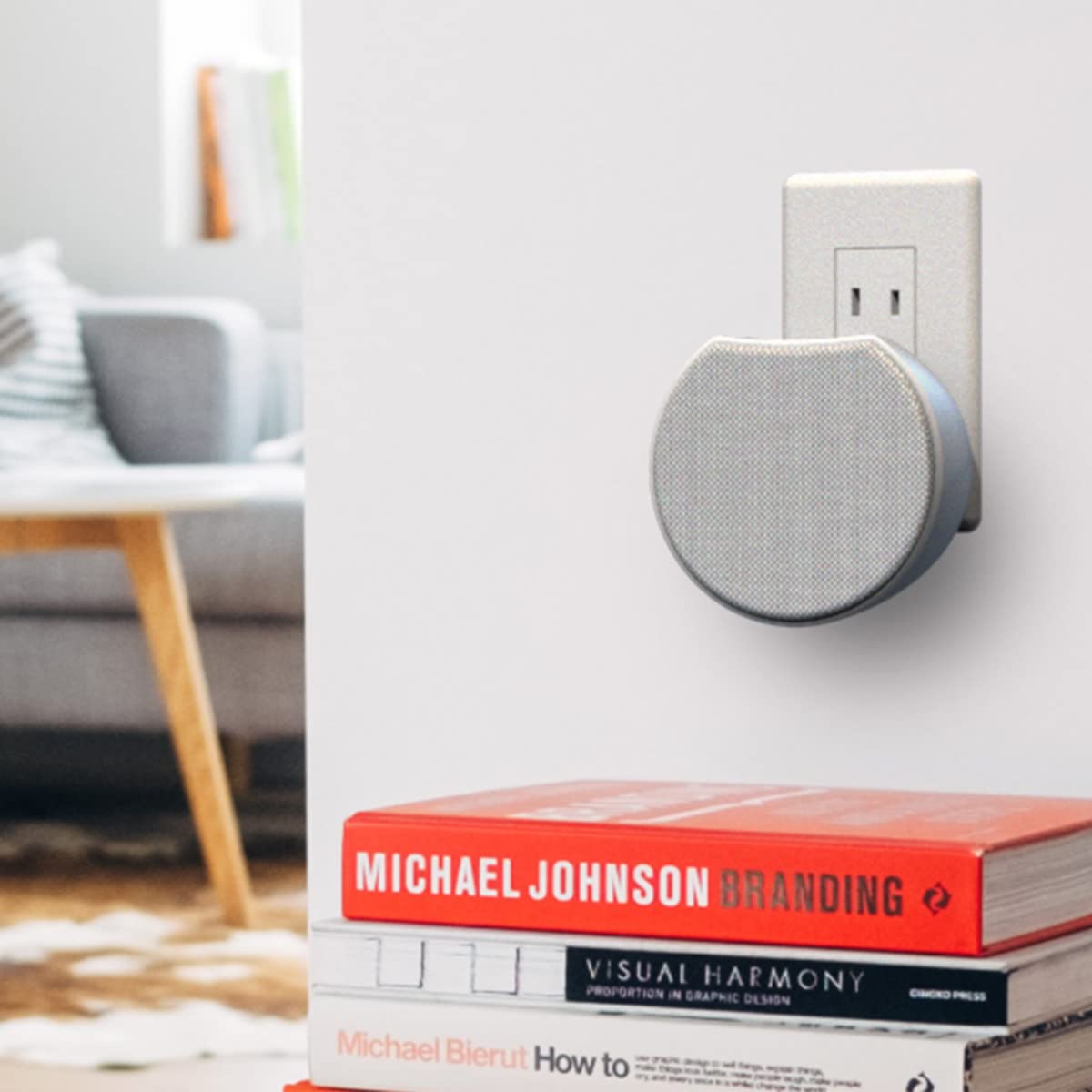 Oc Acoustic Newport Plug In Outlet Speaker With Bluetooth 5.1 And Built In Usb Type A Charging Port (Gray/White)