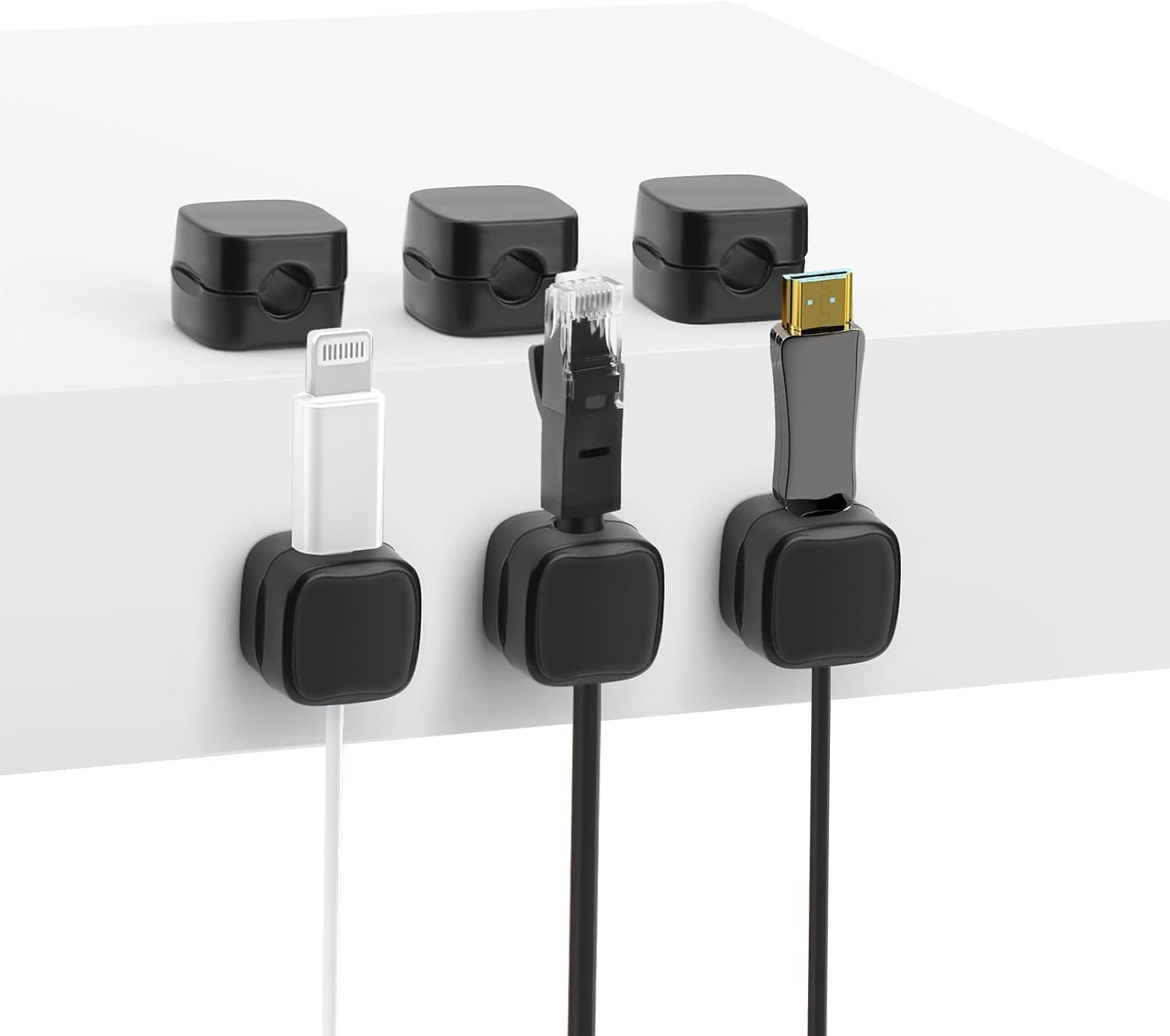 Dhaval 6 Pcs Magnetic Cable Clips Set  Cord Organizer Adhesive Wire Holder For Desk, Car, Wall & Nightstand | Strong Cable Mana