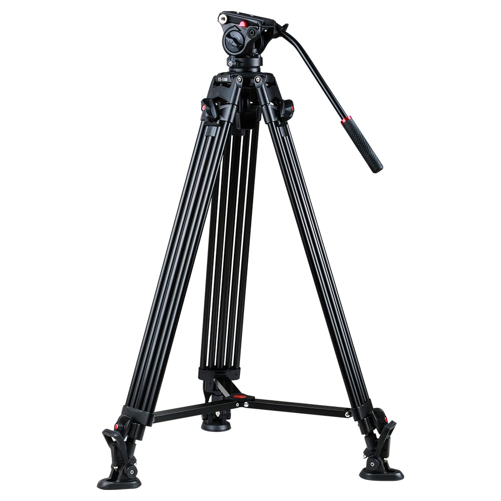 VILTROX Heavy Duty Tripod, 74 Inch Fluid Head Video Tripod, 22lbs Sturdy Heavy-Duty Tripod with QR Plate, Hand Bar, Carrying Bag