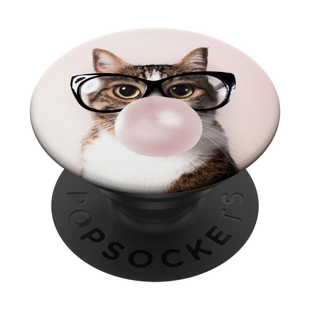 Fun Cat Chewing Bubblegum And Blowing A Bubble Popsockets Popgrip: Swappable Grip For Phones & Tablets Popsockets Standard Popgr