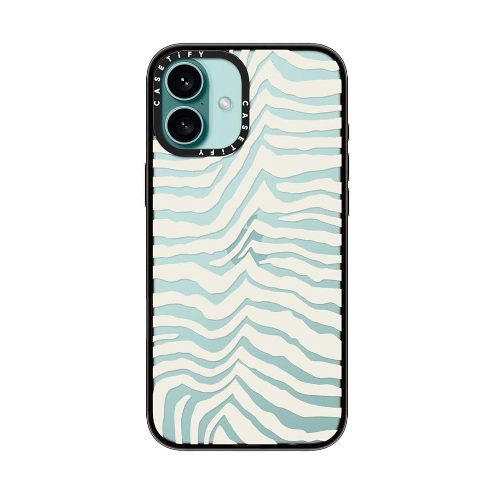 Casetify Compact Case For Iphone 16 Plus [Lightweight / 4 Ft. 2X Military Grade Drop Protection/Slim]   Zebra Stripe   Clear Bla