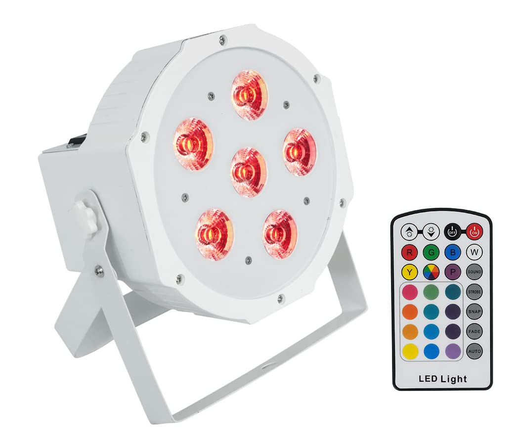 Rockville Battery PAR 6RF White RGBWA+UV Wireless DMX LED Wash Light, 6 LEDs (6W Each), Rechargeable & Replaceable Battery, RF R