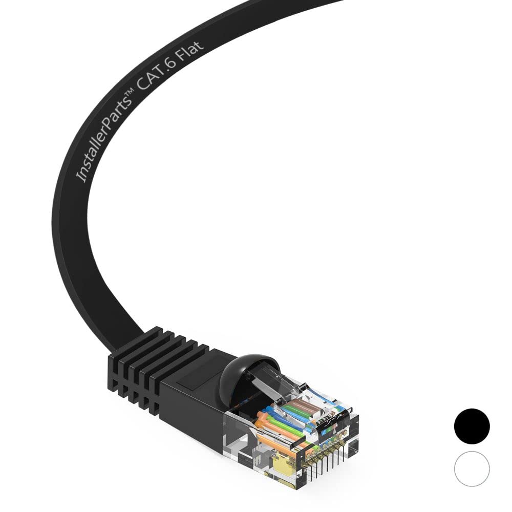 Installerparts (10 Pack Ethernet Cable Cat6 Cable Flat 1 Ft   Black   Professional Series   10Gigabit/Sec Network/High Speed Int
