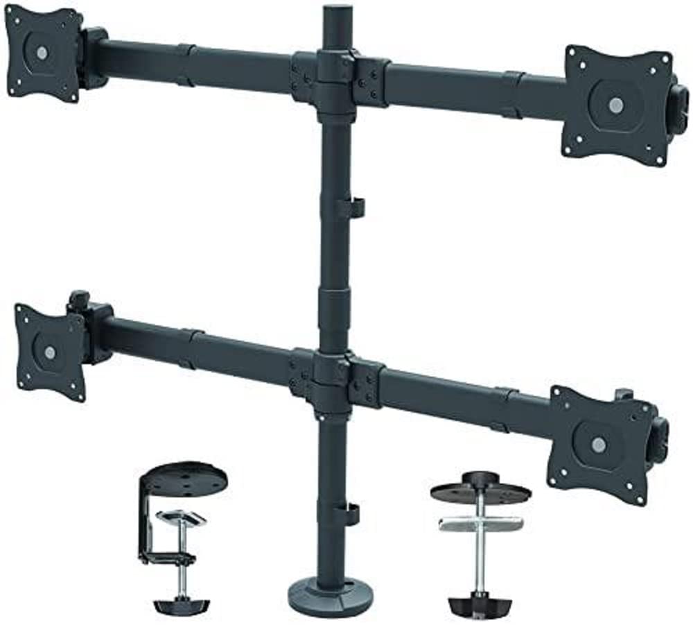 Startech.Com Desk Mount Quad Monitor Arm   Ergonomic Vesa 4 Monitor Mount 2X2 Up To 27''   Articulating & Height Adjustable Pole