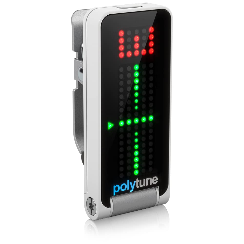 Tc Electronic Polytune Clip Clip On Tuner With Polyphonic, Strobe And Chromatic Modes And 108 Led Matrix Display For Ultimate Tu
