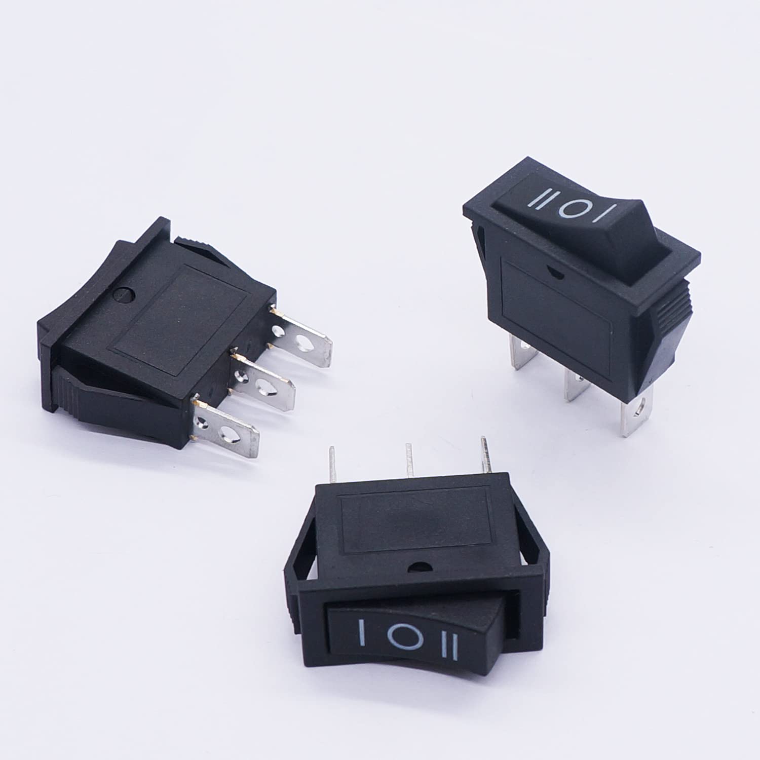 Twidec/5Pcs Rocker Switch 3 Pins 3 Position On/Off/On Ac 6A/125V 10A/250V Spdt Car Boat Black Rocker Switch Toggle Kcd3 103