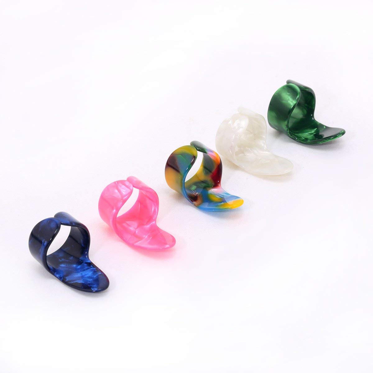 Musiclily Musiclily Pearl Plastic Guitar Bass Medium Thumb Finger Picks Pack Thumbpicks, Random Color(Pack Of 5)