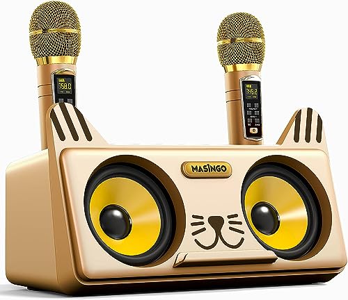 Kitty Cat Karaoke Machine For Kids, Children And Toddlers With 2 Wireless Bluetooth Microphones, Portable Pa Speaker System Incl