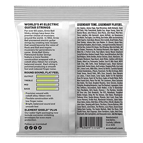 Regular Slinky Cobalt Flatwound Electric Guitar Strings 10 46 Gauge