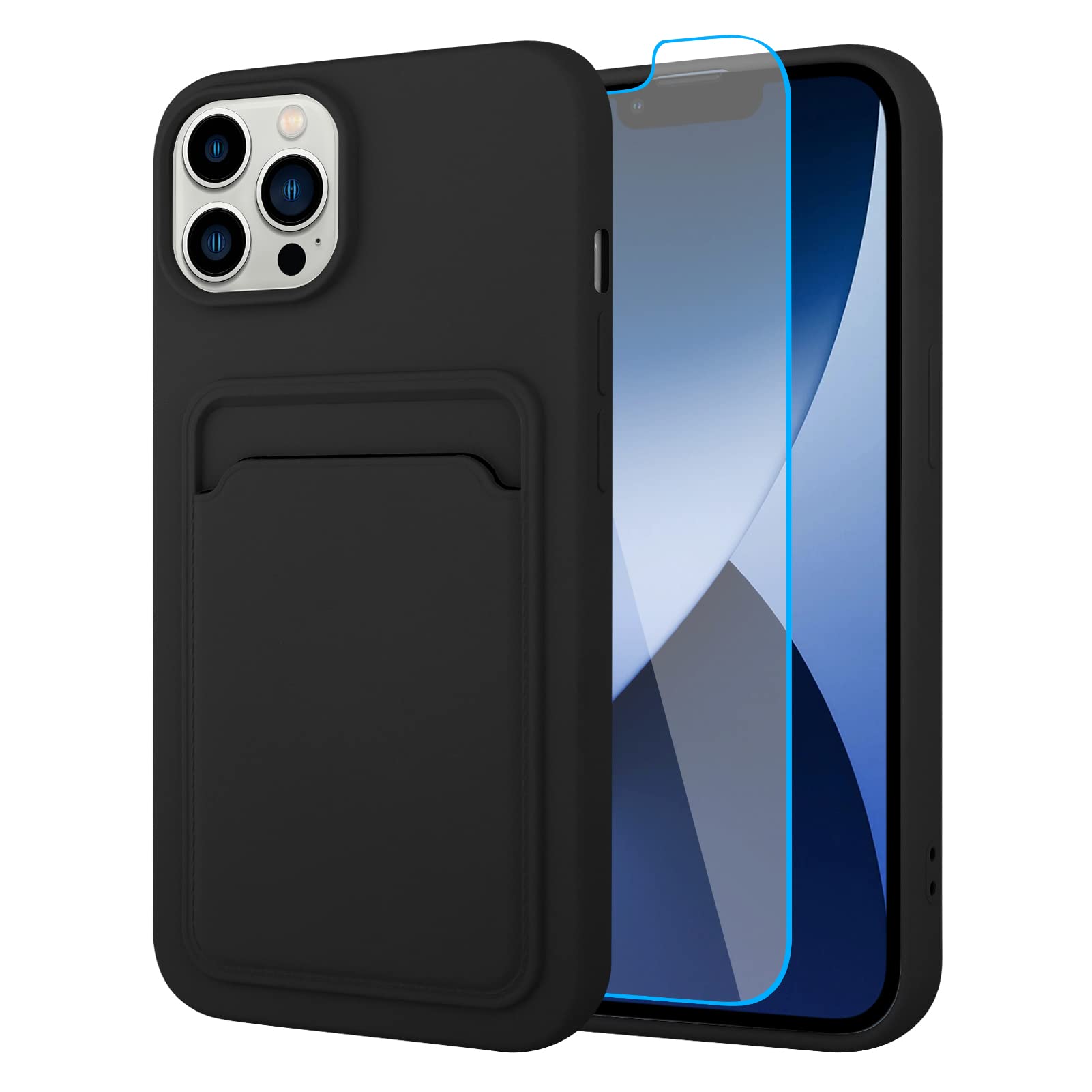 Mzelq Wallet For Iphone 14 Pro Max Case, Card Holder Camera Protection Cover For Iphone 14 Pro Max Case + Screen Protector, Card