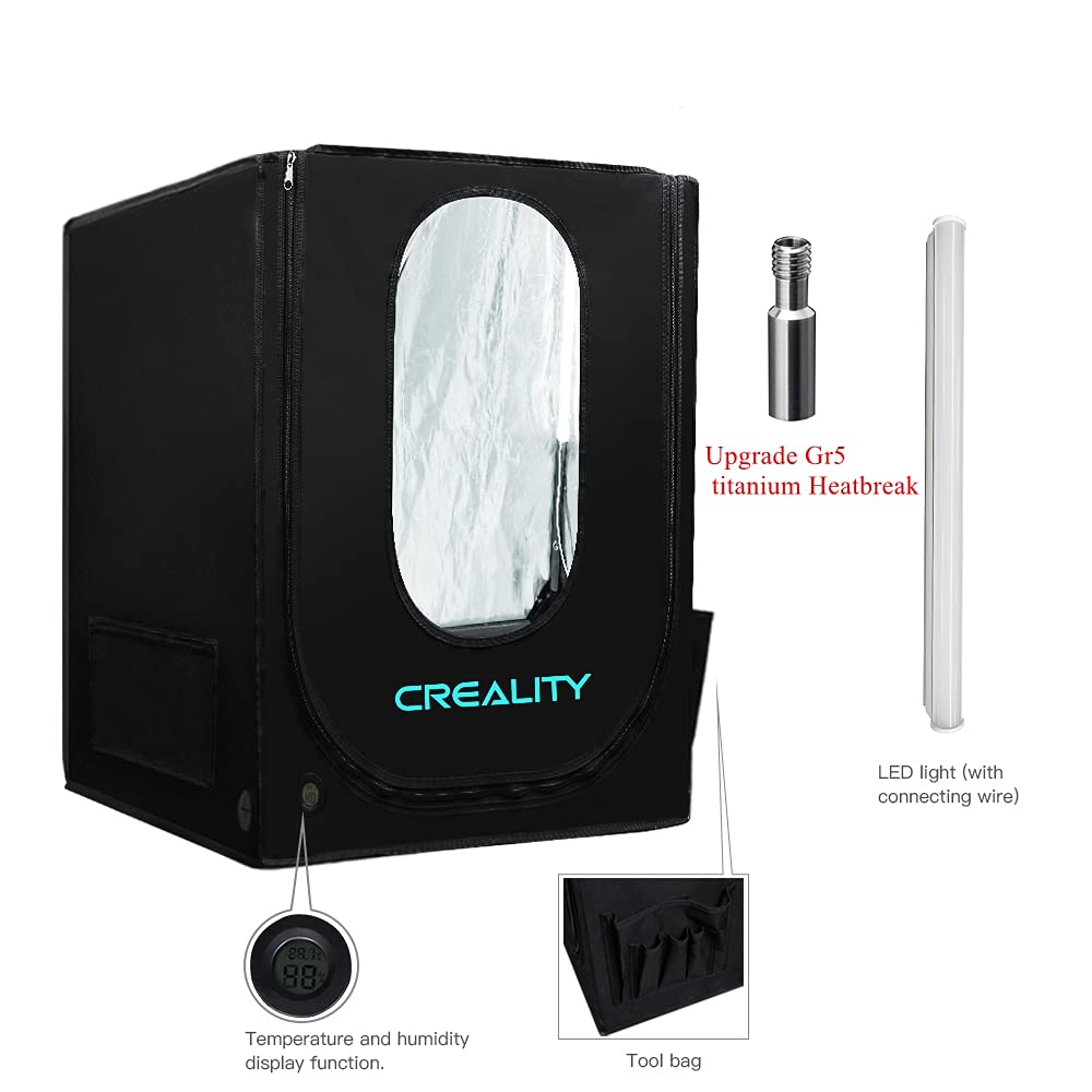 Upgraded 3D Printer Multifunctional Enclosure Constant Temperature Protective Cover With Led Light, Titanium Cr10 Heatbreak For