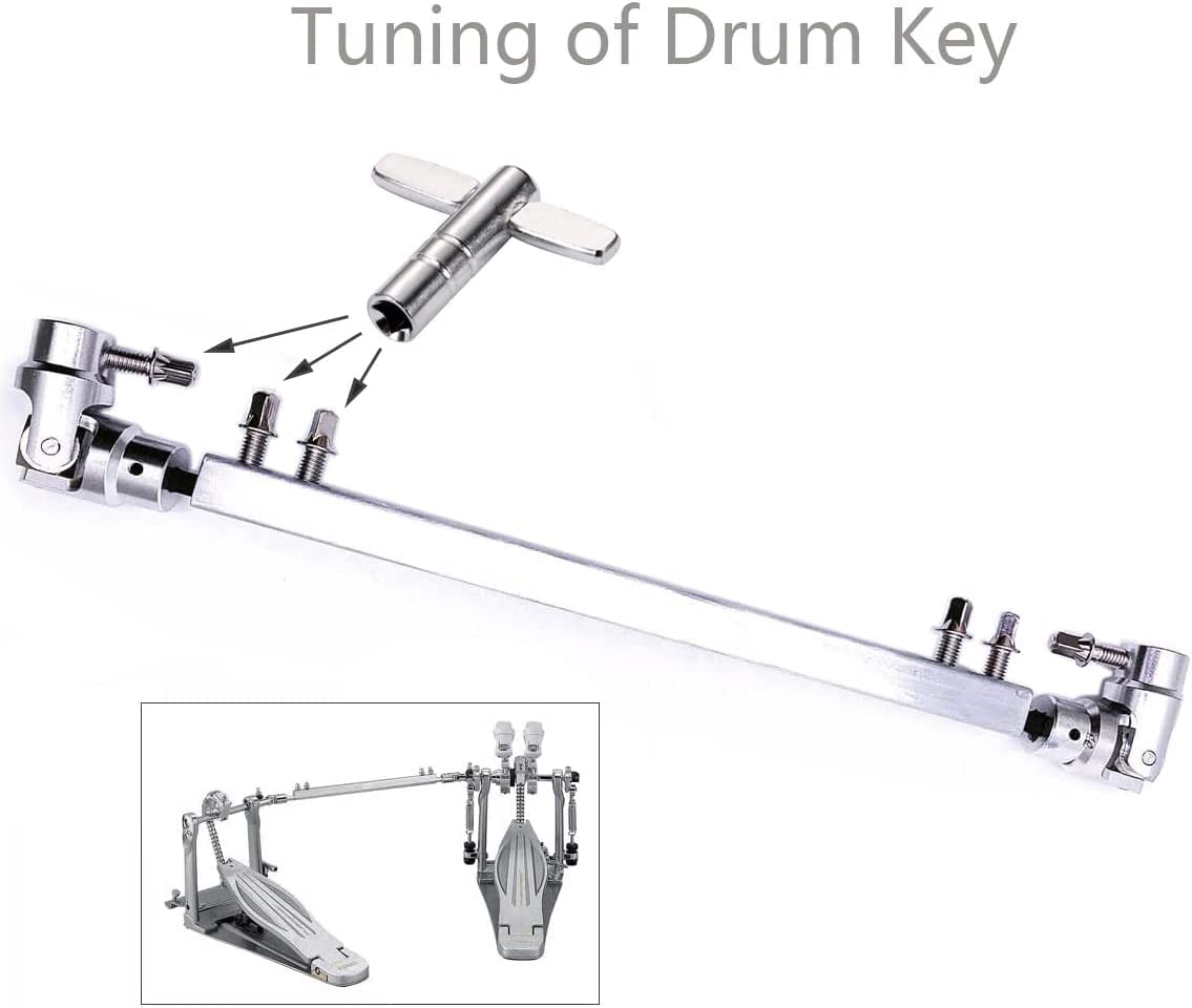 Tuoren Double Kick Drum Pedal For Bass Drum Percussion Hardware Equipped With 2Pcs Bass Drum Beater, T Shaped Tuning Key