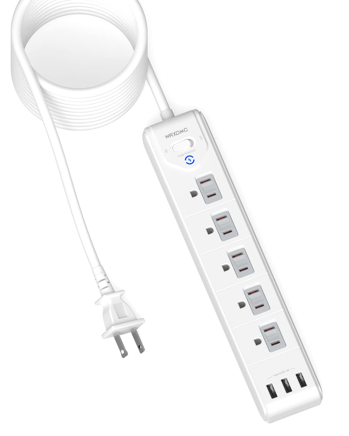 Wrxdmc 2 Prong Power Strip, 2 Prong To 3 Prong Outlet Adapter, 15Ft Extension Cord With Polarized Plug, 1680J Surge Protector, 5