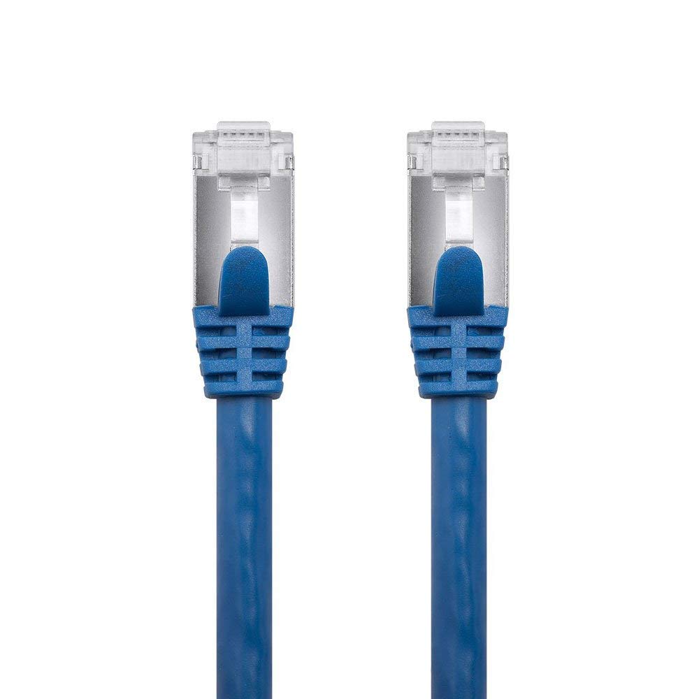 Buhbo 1 Ft Cat7 Shielded Rj45 Ethernet Network Snagless Cable 10Gbps 600 Mhz (10-Pack) Blue